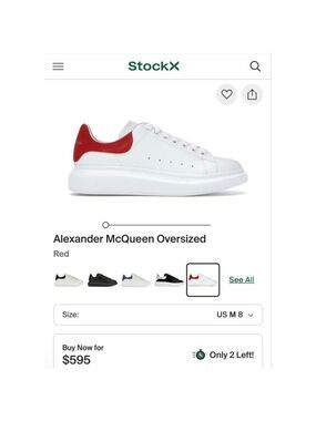 New Alexander McQueen Oversized Sneakers White Red US 10
